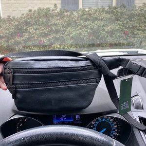 Black Leather Fanny Pack